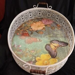 Floral Butterfly Decorative Tray